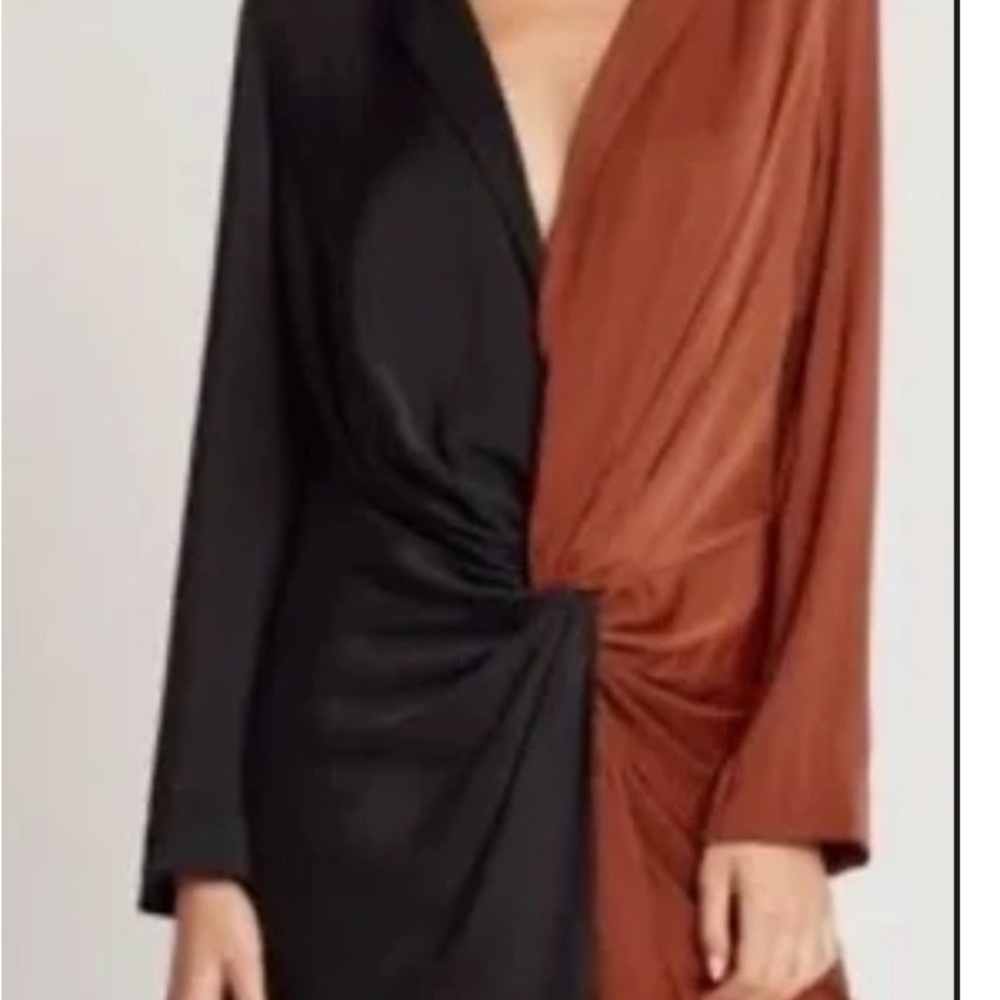 Choosy “In a Mood” Colorblock Mini Dress • Black & Sienna • NWT Sz 8